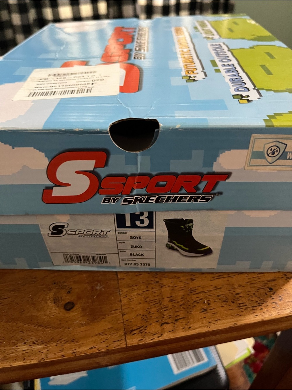 Skechers Kids Black Boots with Neon Green & Blue Accents - Picture 2 of 2